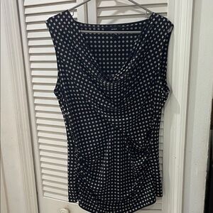 Alfani Navy with White Polka Dot Cowl Neck Sleeveless Camisole